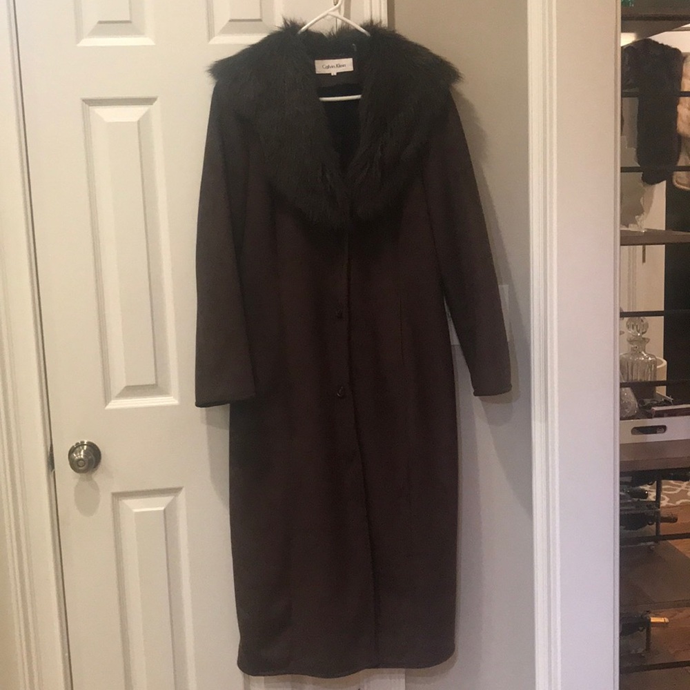 Calvin Klein Coat with Faux Fur Color - Chocolate